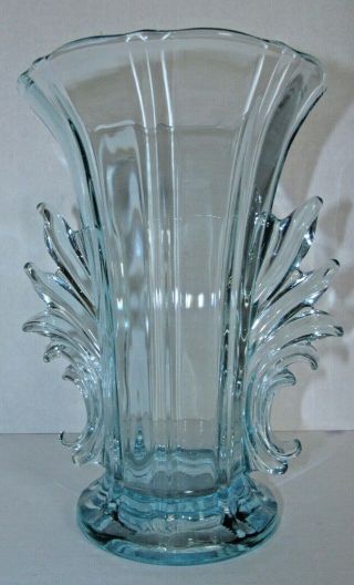 Fostoria Baroque Azure Blue Glass Vase C.  1937