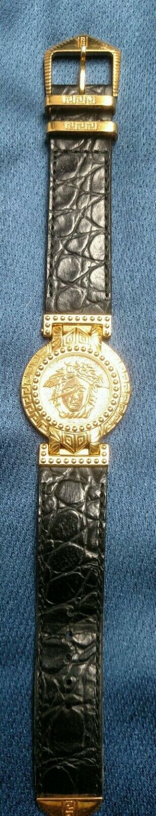 Authentic Gianni Versace Vintage Signature Medusa Gold Plated Quartz Watch