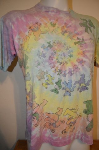 Grateful Dead Bear Spiral Psychedelic Tie Dye Gdm L T - Shirt Usa Vtg 80s 90s 1989