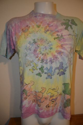 Grateful Dead Bear Spiral Psychedelic Tie Dye GDM L T - Shirt USA VTG 80s 90s 1989 2
