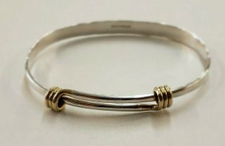 Ed Levin modernist vintage 14k yellow gold sterling silver 925 bracelet bangle 2
