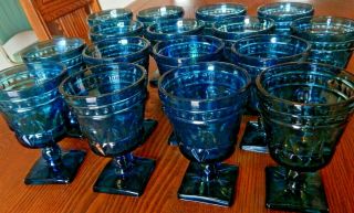 Set/16 Vintage Indiana Glass Colony Park Lane Blue 5 - 1/2 " Stemmed Goblets