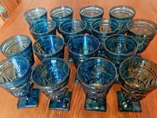 Set/16 Vintage Indiana Glass Colony Park Lane Blue 5 - 1/2 