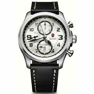 Victorinox Infantry Silver Dial Leather Strap Men 