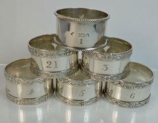 Boxed Set of Six Sterling Silver Elkington & Co Napkin Rings 2