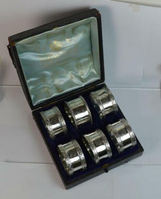 Boxed Set of Six Sterling Silver Elkington & Co Napkin Rings 3