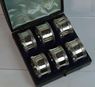 Boxed Set of Six Sterling Silver Elkington & Co Napkin Rings 4