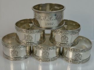 Boxed Set of Six Sterling Silver Elkington & Co Napkin Rings 8
