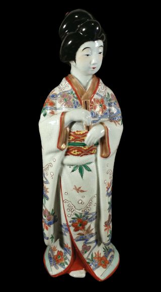 Vintage Japanese Kutani Imari Porcelain Geisha Woman Statue Figurine Japan