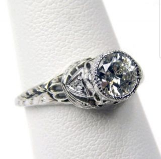 Antique Egl Art Deco Diamond Platinum Engagement Ring Transitional Vintage Wow
