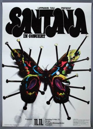Santana - Mega Rare Vintage Frankfurt 1972 Concert Poster Kieser