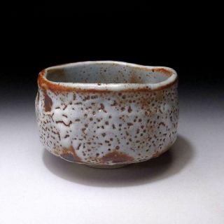 ZG5: Japanese Pottery Tea bowl,  Shino ware by famous potter,  Shuichi Sawada 3