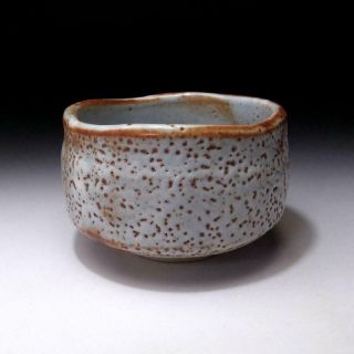 ZG5: Japanese Pottery Tea bowl,  Shino ware by famous potter,  Shuichi Sawada 4