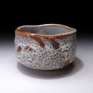 ZG5: Japanese Pottery Tea bowl,  Shino ware by famous potter,  Shuichi Sawada 5