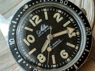 Vintage Milber Skin Diver W/warm Patina,  Countdown Bezel,  All Ss Case For Repair