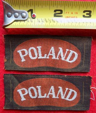 Pair Wwii Polish Army Uniform Shoulder Title Patch Poland Tabs
