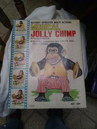 Vintage Daishin Musical Jolly Chimp Near Box,