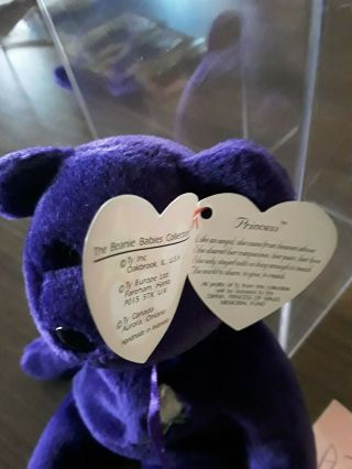 Ultra rare Princess Diana Ty Beanie Baby P V C Made In Indonesia Version 2