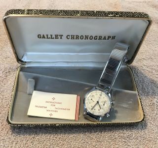 Vintage Men’s Gallet Chronograph Watch Venus 188 Box & Papers