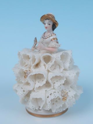 MZ Irish Dresden Lace Porcelain Figurine LYDIA White Dream Celtic Ireland Figure 2