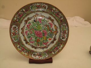 ANTIQUE CHINESE FAMILLE ROSE PLATE 19TH C FLORAL BUTTERFLIES UNUSUAL 4