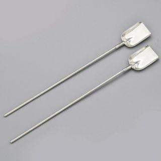 Tiffany & Co.  Sterling Silver Iced Tea Shovel Spoon Stirrer Straw Set of 2 25.  3G 4