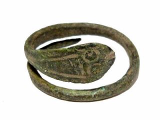 Extremely Rare Roman Bronze Snake Ring,  Top,