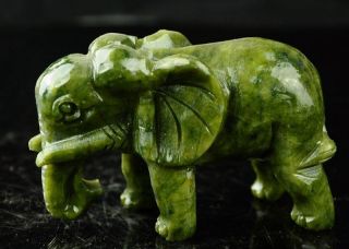 Rare A pair 100 China natural jade hand - carved statues of elephant RT 5