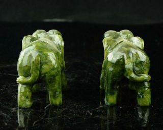 Rare A pair 100 China natural jade hand - carved statues of elephant RT 8