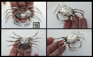Last One Sterling Silver Figural Crab Crustacean Salt Dip Cellar W Lid Snuff Box