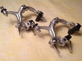 1970s Vintage Campagnolo Long Reach Record Period Brakes,  Early Design (recess)