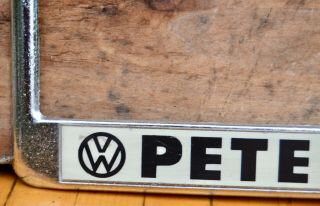 VTG 60s Metal Dealer License Plate Frame Pete Lovely Volkswagen VW Tacoma Sticke 3
