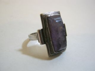 Early Mexican Silver & Amethyst Ring Signed Ap Antonio Pineda? Fred Davis Design