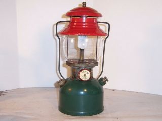 Vintage Coleman lantern,  model 200,  red and green,  1951, 2