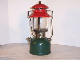 Vintage Coleman lantern,  model 200,  red and green,  1951, 4