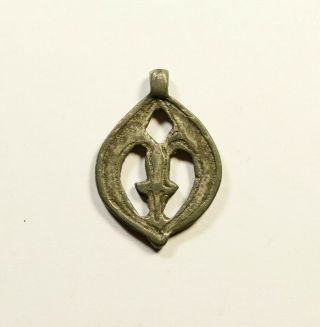 Great Viking Era Bronze Open - Work Pendant Amulet - Wearable