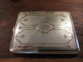 Vintage Art Deco Watrous Sterling Silver and 14K gold Cigarette Case 4