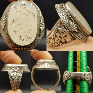 Persian Sassani King Old Intaglio Silver Wonderful Unique Ring 21