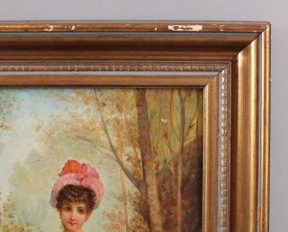 19thC Antique Authentic H.  Waldek Portrait Oil Painting Young Austrian Woman 6