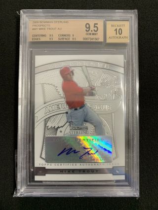 2009 Bowman Sterling Prospects Rc Mike Trout Mt Auto Rookie Bgs 9.  5/10 Rare 