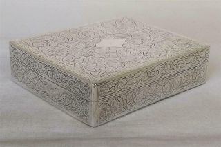 A Solid Silver Engraved Egyptian Cigarette Trinket Box Weighs 268 Grams.
