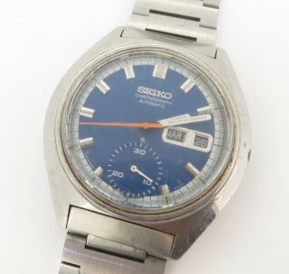 Vintage Seiko 6139 8030 Steel Mens Chronograph Wrist Watch Fixer $1 No Res
