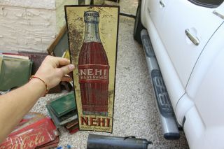 Vintage Nehi Sign Embossed Advertising Soda Pop Drink Tin Metal 6