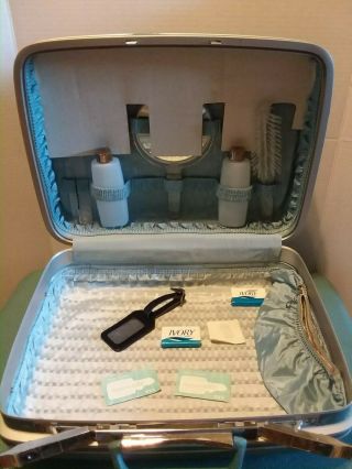 Set/ 2 Vintage SAMSONITE Silhouette Travel Luggage Suitcases,  Teal Blue 3