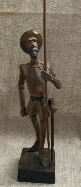 Don Quixote Ouro Artesania Carved Wood Figurine Vintage Spain