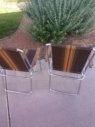 2 Vintage Brown Zip Dee RV Camping Lawn Chair Airstream Scotty Shasta Scamp 3