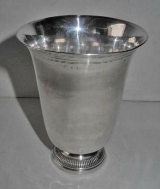 Early 19th Century French Sterling Silver Vase On A Ribbed Foot W/roster Hallmar