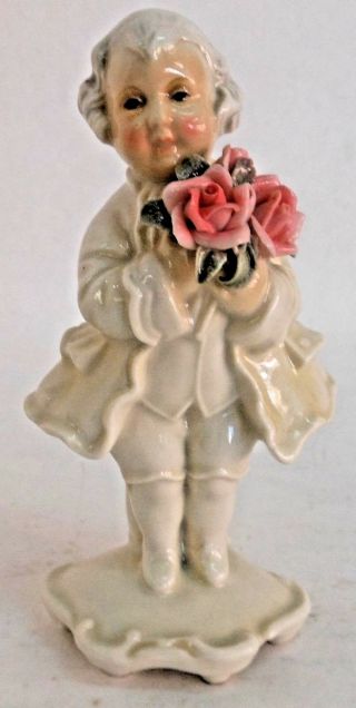 Antique Karl Ens Germany Colonial Boy With Roses Figurine