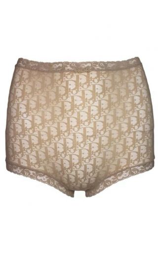 Vintage Christian Dior Sheer Nude Monogram Galliano High - Waisted Lingerie Shorts