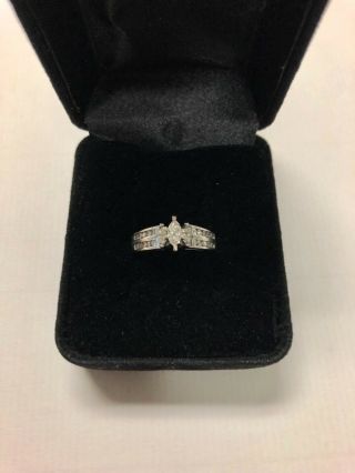 Elegant Antique Marquise Cut Diamond Engagement Ring White Gold 2
